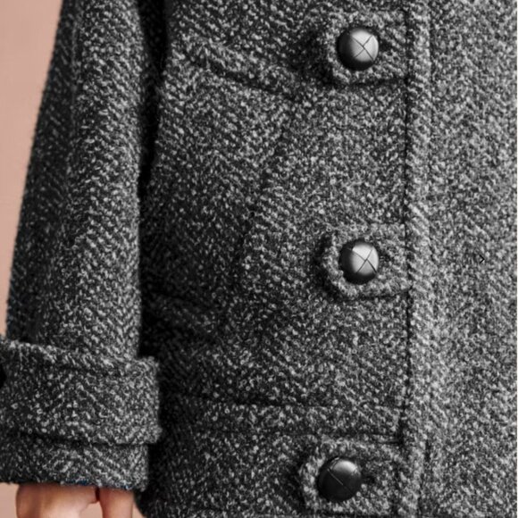 Sezane Carl Coat Ecru/grey Chevron - Size 4 - Picture 2 of 6